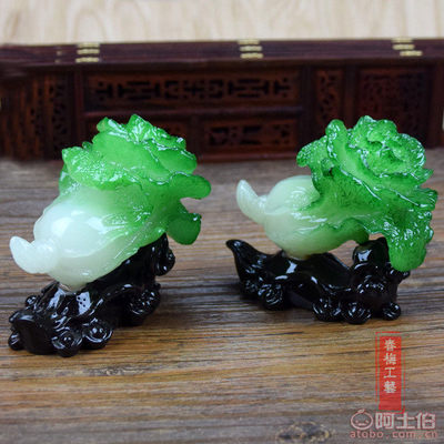 春梅工藝百財(cái)如意仿玉白菜樹脂擺件 家居與辦公室的風(fēng)水佳選